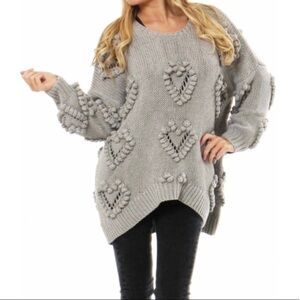 One Teaspoon | Jumper Heartless Bobble Detail Cotton Slouch Sweater